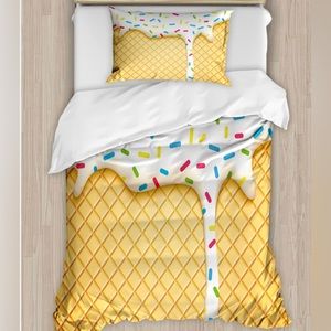 Ice cream sundae twin duvet and pillow sham